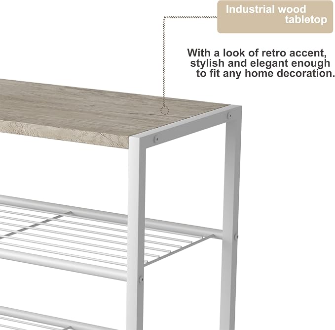 HOMEFORT 4-Tier Shoe Rack, Modern Industrial Shoe Storage Tower, Narrow Shoe - Image 7