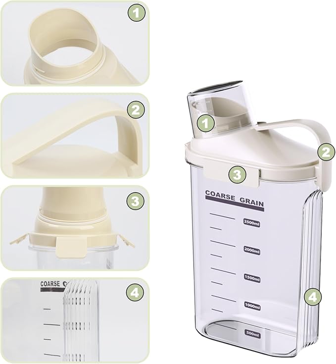 LANGMINGDE 1 Piece Cereal Containers Storage, 2.5L/85oz Rice Airtight Storage - Image 4