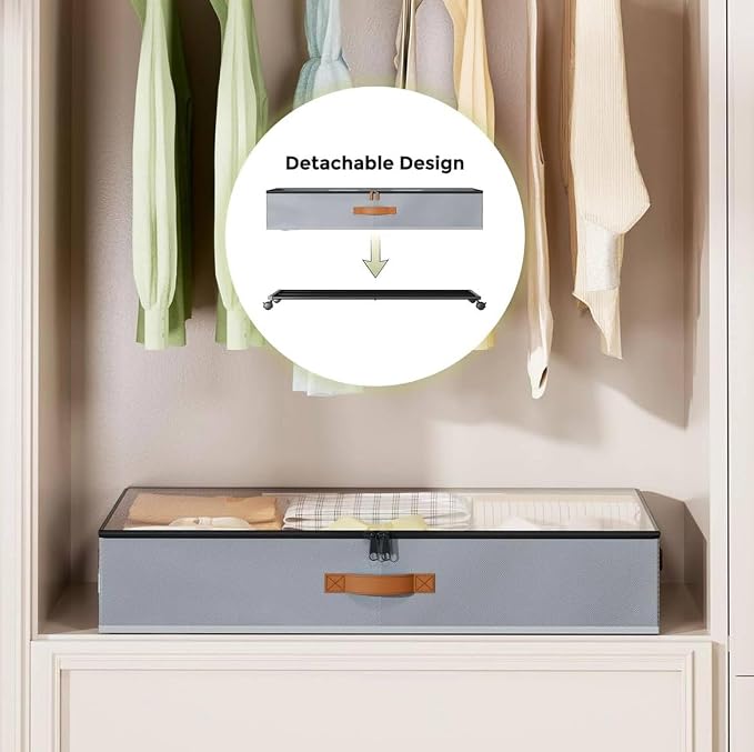 Under Bed Storage with Wheels, Rolling Underbed Metal Drawer, Low-Profile - Image 2