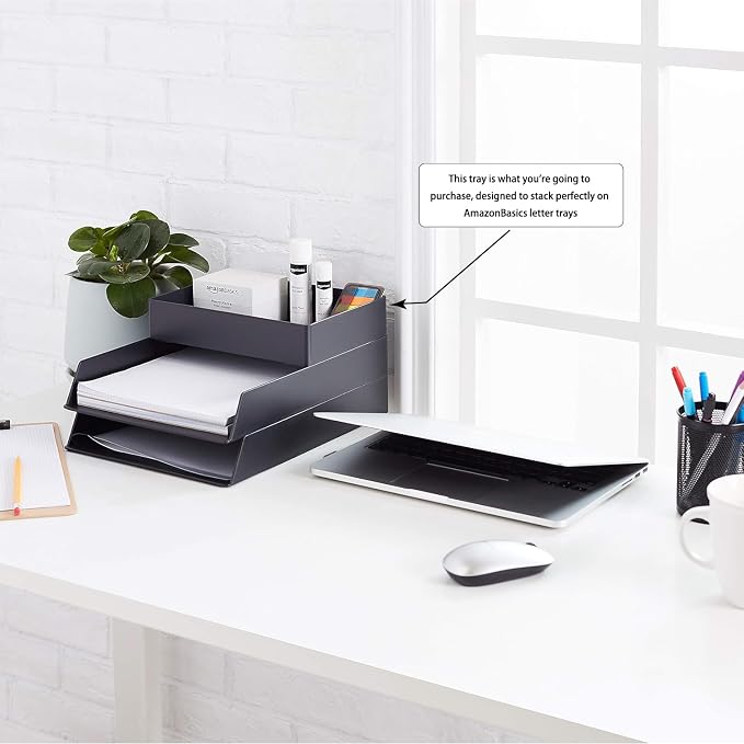 Amazon Basics Rectangular Plastic Desk Organizer - Image 2