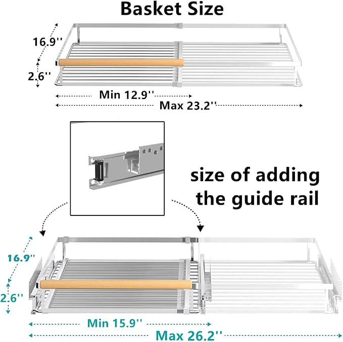 Pull Out Cabinet Shelf, Slide Out Cabinet Organizer Heavy Duty Under Sink - Image 4