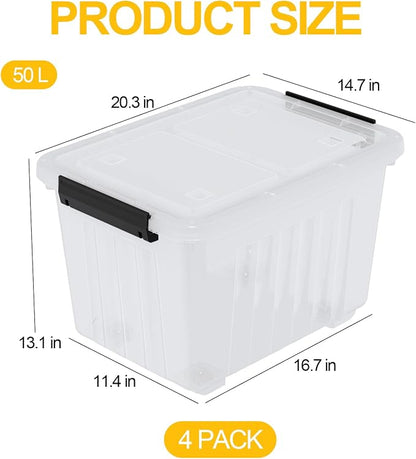 Obstnny 50 L Clear Plastic Storage Bins - Image 3