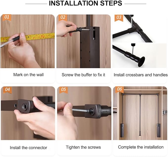 Pull Down Closet Rod for Hanging Clothes, Retractable Wardrobe Hanger for - Image 7
