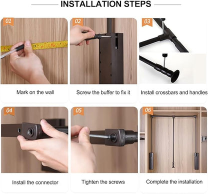 Pull Down Closet Rod for Hanging Clothes, Retractable Wardrobe Hanger for - Image 7