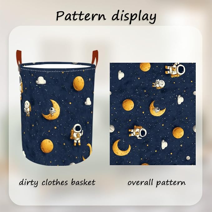 Laundry Baskets 15.7x19.7 Inch Large Astronaut Moon Star Space Design - Image 5