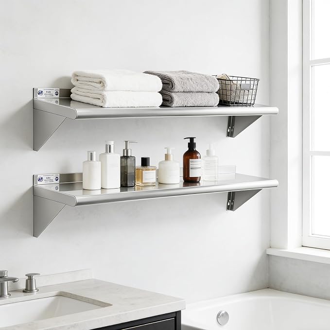 Hally Stainless Steel Shelf Wall Mounted Metal Shelf Wall Shelf 10 x 48 NSF - Image 8