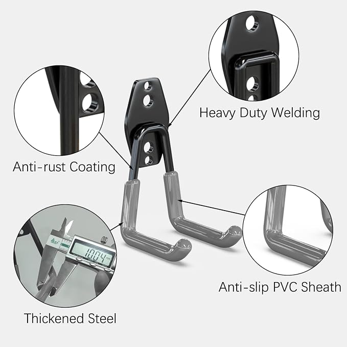 3-H Garage Wall Hooks 10 Pack, Heavy Duty Garage Hooks - Image 3