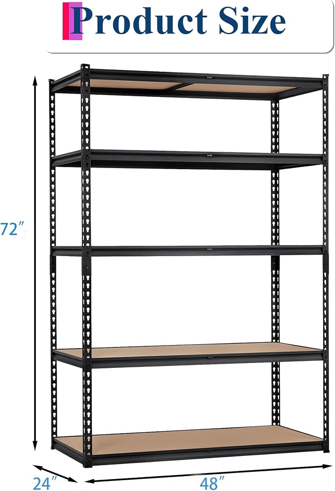 5-Tier Garage Storage Shelves for Kitchen Pantry Basement Bathroom Laundry - Image 3