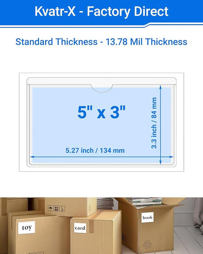 20 PCS Clear Self Adhesive Plastic Label Pockets, Top Loading Business & - Image 2