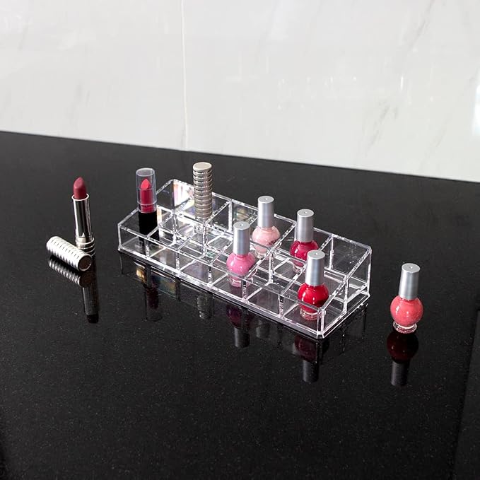 Isaac Jacobs Clear Acrylic 12 Compartment Nail Polish Holder, Organizer - Image 4