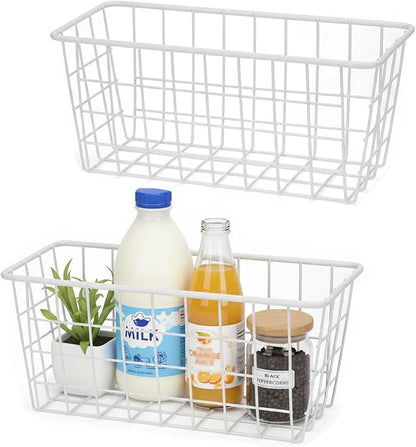 2 Set LeleCAT Hanging Wall Basket Organizer Over the Cabinet Door Adhesive Wire by HomeSpaceStorageBasket