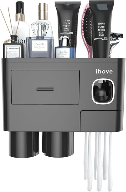 iHave Toothbrush Holders for Bathrooms, 2 Cups Toothbrush Holder Wall Mounted - Image 9