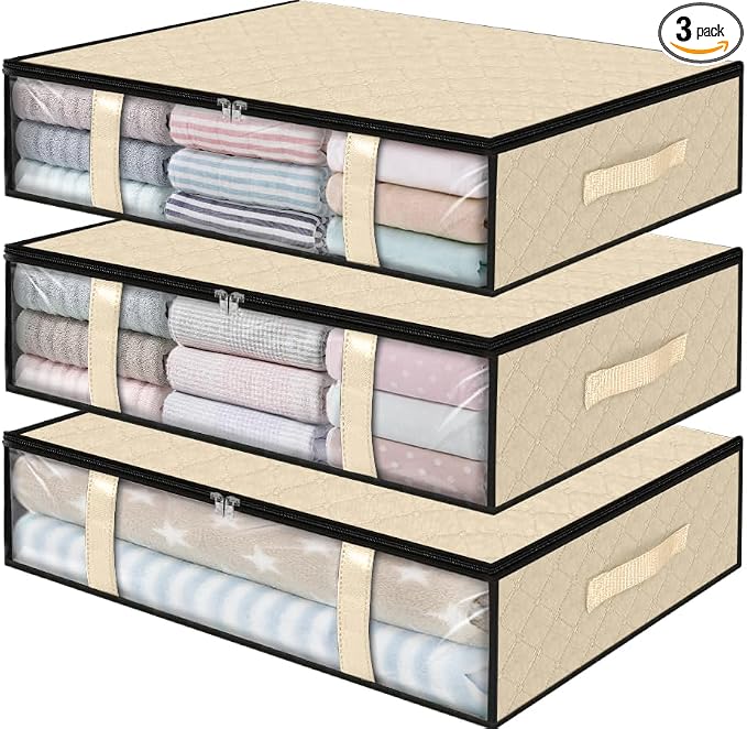 StorageRight Under Bed Storage Bags 3 Pack, 40L Large Clothes & Comforter by StorageRight