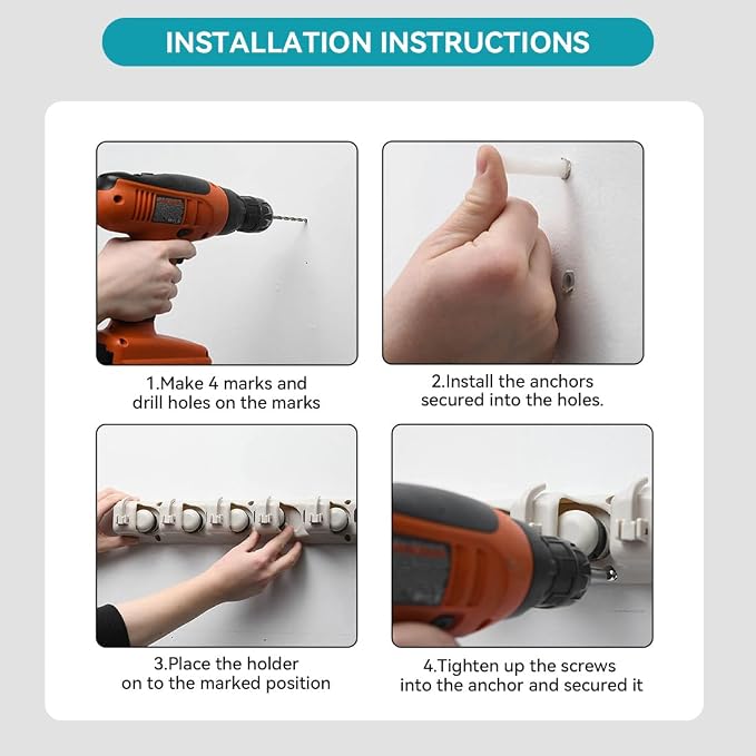 Broom Holder Wall Mount, 2 Packs Heavy Duty Cleaning Supplies Organizer - Image 4
