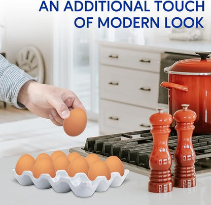 Ceramic Egg Tray Holder 12 Cups Whole Dozen Porcelain Eggs Container Crate - Image 7