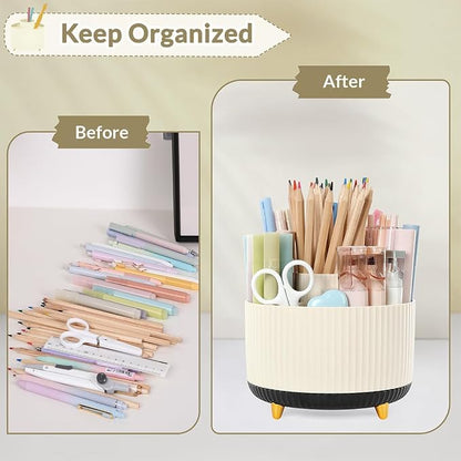 SKYDUE 360 Rotating Organizer, Dual-Purpose Pencil Pen Holder, 5-Slot Rotating - Image 4