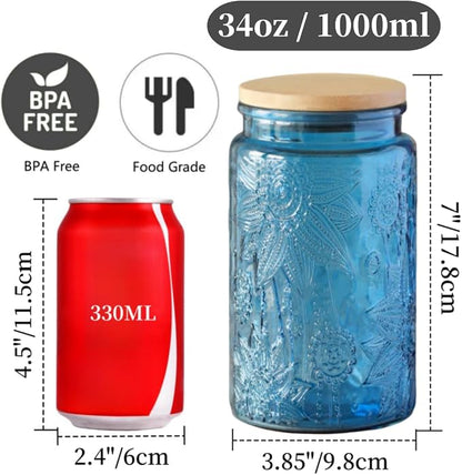 ANSQU Set of 2 Vintage Glass Jars, 34oz Candy Jars - Image 2