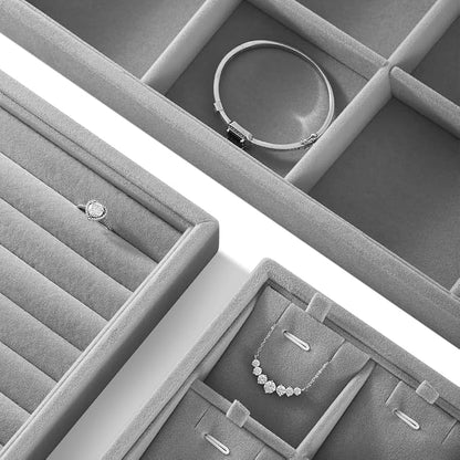 Velvet Stackable Jewelry Display Tray, 24 Grid Earring Ring Storage Tray - Image 8
