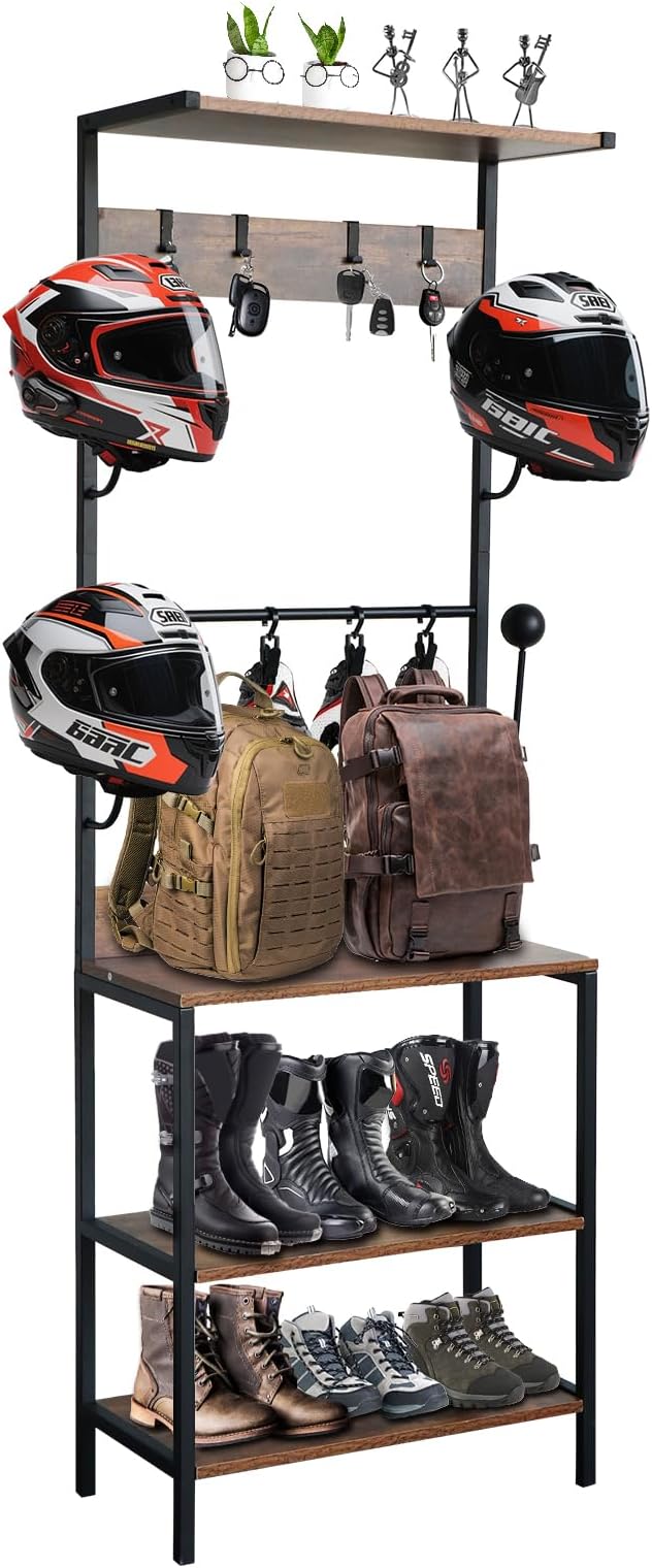 Motorcycle Helmet Holder, Floor Mounted Stand Helmet Holder by DOLEMODUO