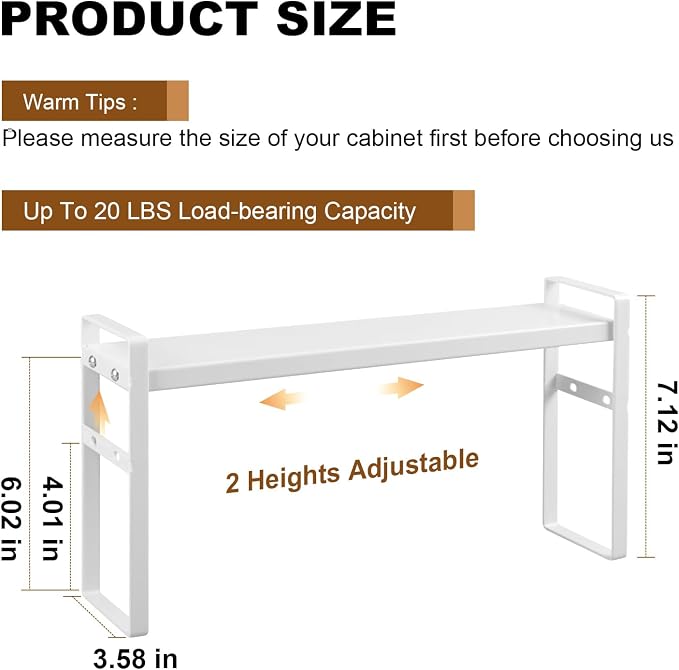 Small Expandable Medicine Cabinet Shelf, 3.58” Wide Metal Storage Stand - Image 2