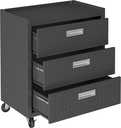 Manhattan Comfort Fortress 31.5-Inch Rolling Garage Tool Chest, 3-Drawer - Image 4