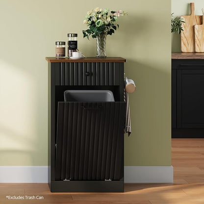 Tilt Out Trash Can Cabinet, 10 Gallon Fluted Laundry Hamper Cabinet - Image 7