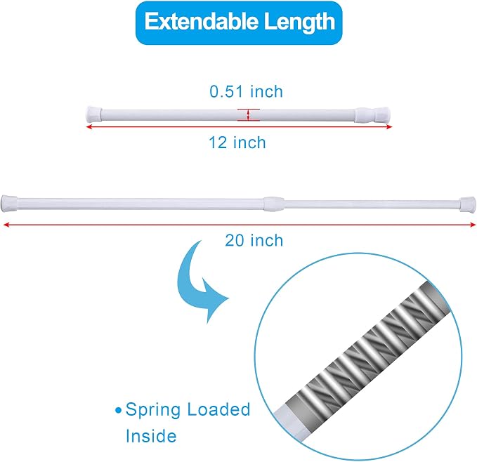 SIQUK 6 Pack Cupboard Bars Adjustable Spring Tension Rods White Refrigerator - Image 3