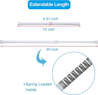 SIQUK 6 Pack Cupboard Bars Adjustable Spring Tension Rods White Refrigerator - Image 3