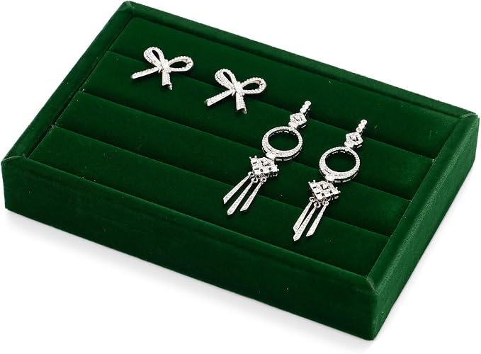Green Velvet Jewelry Display Tray by Woodten