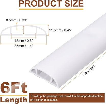 HARFINGTON 6ft Cord Cover Floor W0.6 x H0.33 Inner Channel PVC Hide Extension - Image 2