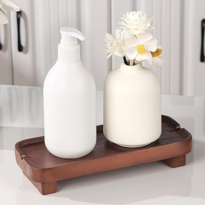 Wood Riser Small Decorative Tray Sink Soap Dish, Vanity Tray Pedestal Stand 8.7 - Image 8