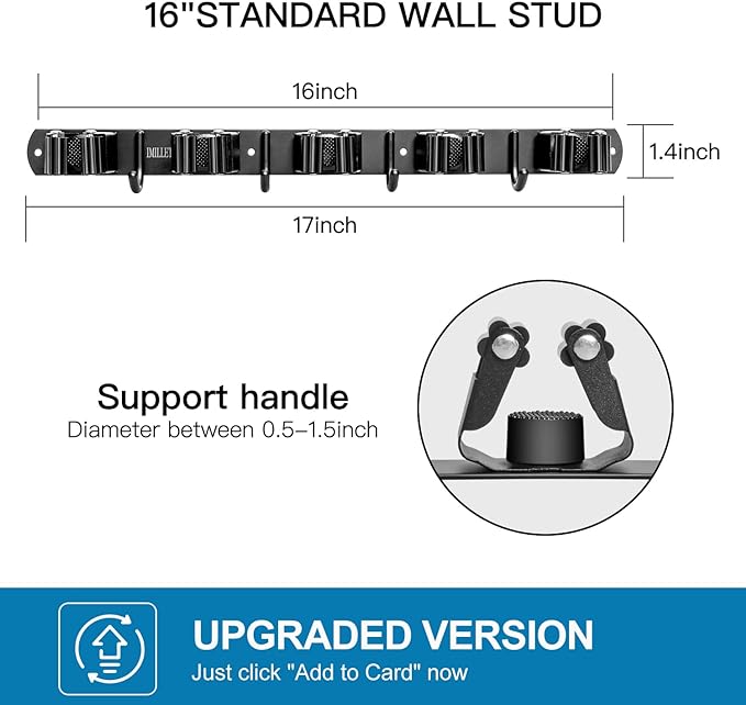 IMILLET 2 Pack Broom and Mop Holder Wall Mounted, Broom Holder Stainless Steel - Image 3