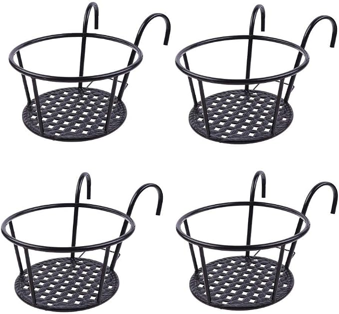 Hanging Railing Planters Baskets Art Hanging Flower Stands Balcony Flower Pot by WWahuayuan