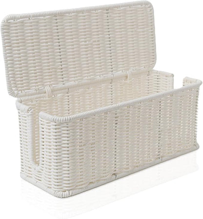 Cable Management Box, Handmade Rattan Cable Organizer, 2 Open Slots Cords Hider by Cantalop