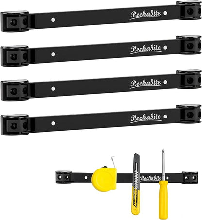 4 Pieces 12" Magnetic Tool Holder Strip, Metal Tool Organizer Rack by RechabiteMagneticTools
