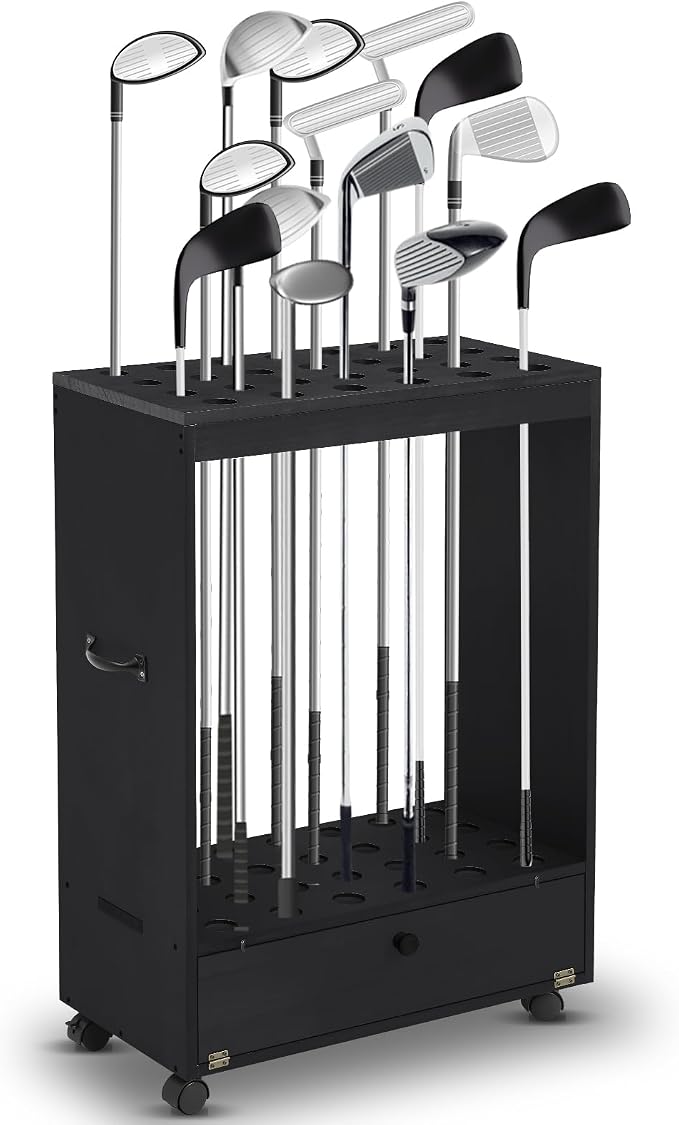 27 Hole Golf Club Stand Holder Wooden Golf Club Organizer Putter Display Rack by Silipull