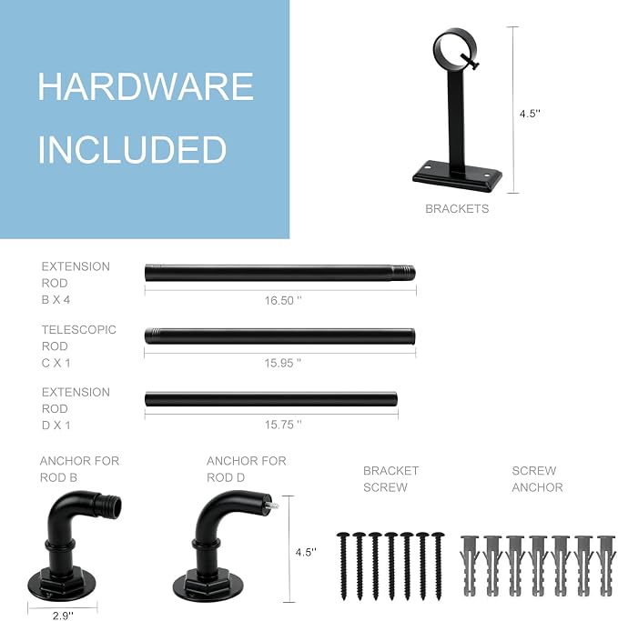 Byondeth Curtain Rods for Windows 16 to 88 Inches Adjustable Blackout Wrap - Image 6