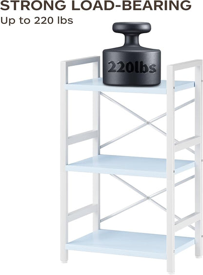 Homeiju Bookshelf, 3 Tier Industrial Bookcase, Metal Small Bookcase, Rustic - Image 7