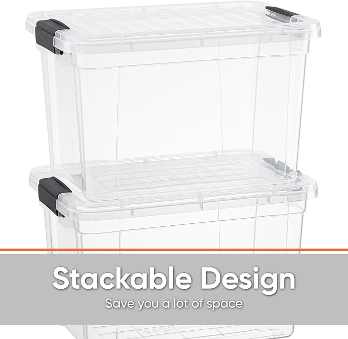 Superio Clear Storage Box with Lid, 26.5 Quart Plastic Container Bins - Image 3