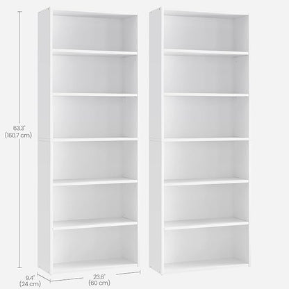 VASAGLE Set of 2 Bookshelves, 23.6 Inches Wide, 6-Tier Open Bookcases - Image 3