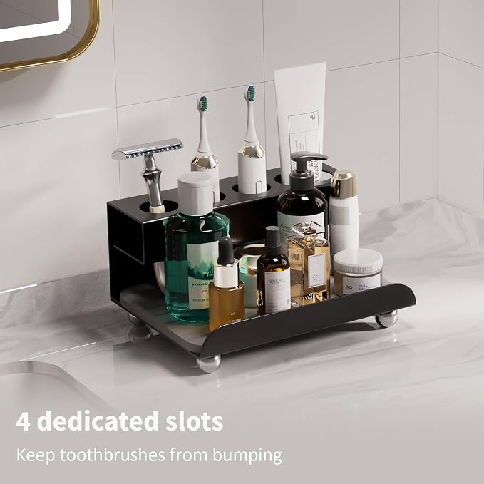 Quick Dry Electric Toothbrush Holder 4 Slots Metal Bathroom Counter Organizer - Image 3