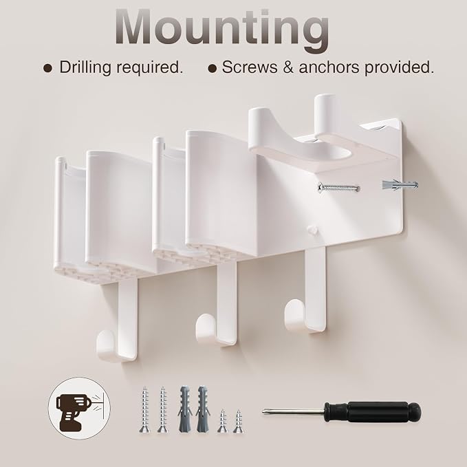 Hair Tool Organizer Wall Mount, Hair Dryer Holder, Curling Iron Storage - Image 7