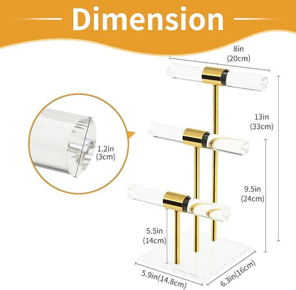 T-Bar Tangle-free Necklace and Jewelry Display Stands, 3-Tier Acrylic Bracelet - Image 2