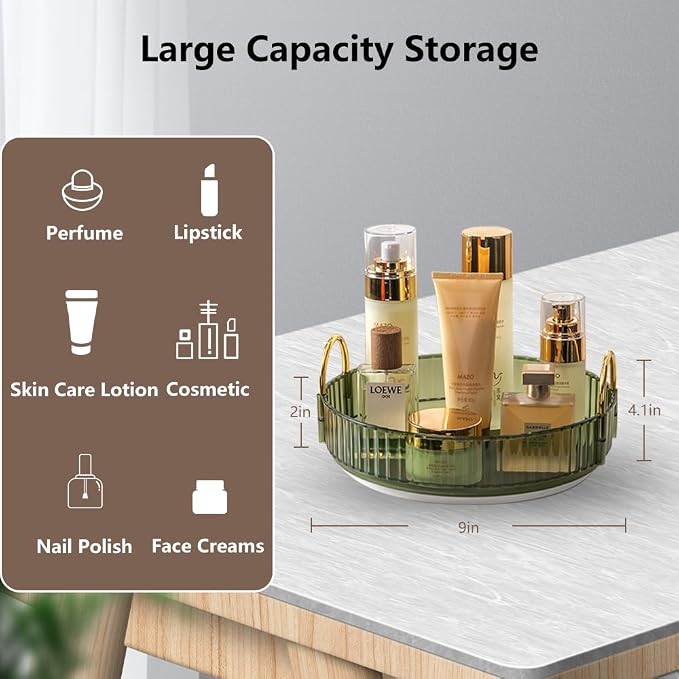 Rotating Makeup Organizer for Vanity, Spinning Cosmetics Storage for Bathroom - Image 6