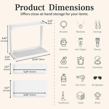 PEKER Bamboo Bathroom Organizer Countertop – Small Vanity Storage Shelf - Image 3
