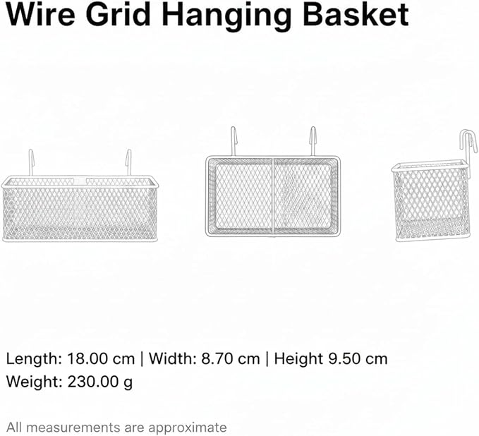 Wire Grid Hanging Basket, Iron Wall Mount Organizer - Image 7