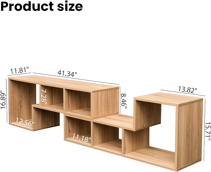 Recaceik Cube Bookshelf 2 Shelf Bookcase L-Shaped TV Console Stand Modern - Image 2