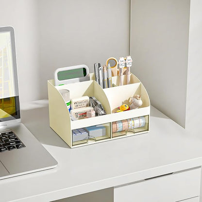 COMFYROOM Desk Organizer with 6 Compartments and 2 Drawers, Plastic Makeup - Image 2