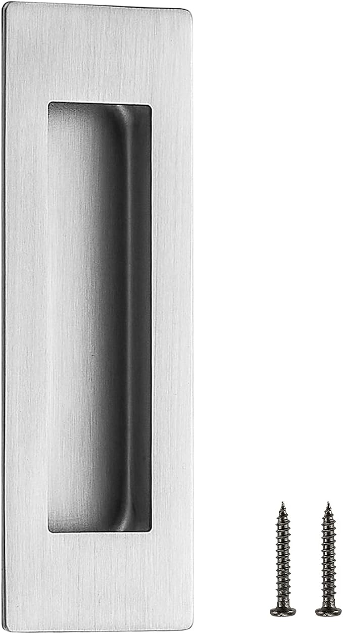 Ravinte 1 Pack Brushed Nickel Sliding Closet Door Handles Silver Flush Pulls by Ravinte