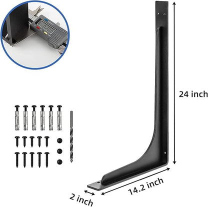 24 INCH x 14.2 INCH Shelf Brackets, L Shelf Brackets, Vertical Angle, Premium - Image 2